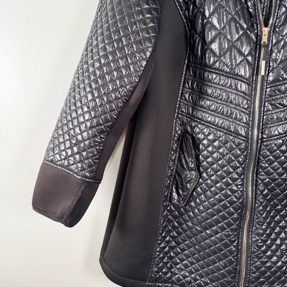 MK Michael Kors Black Puffer Parka Jacket Coat Runway Designer Quilted Size 1X - Picture 3 of 9